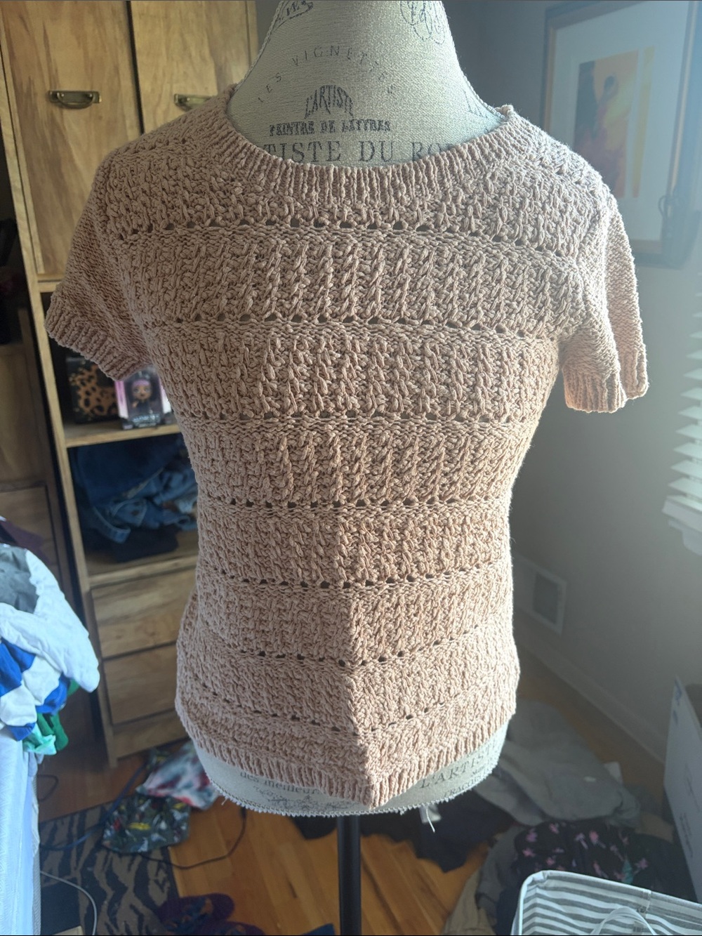 Ann Taylor Short-Sleeve Knit Sweater - Blush - XS